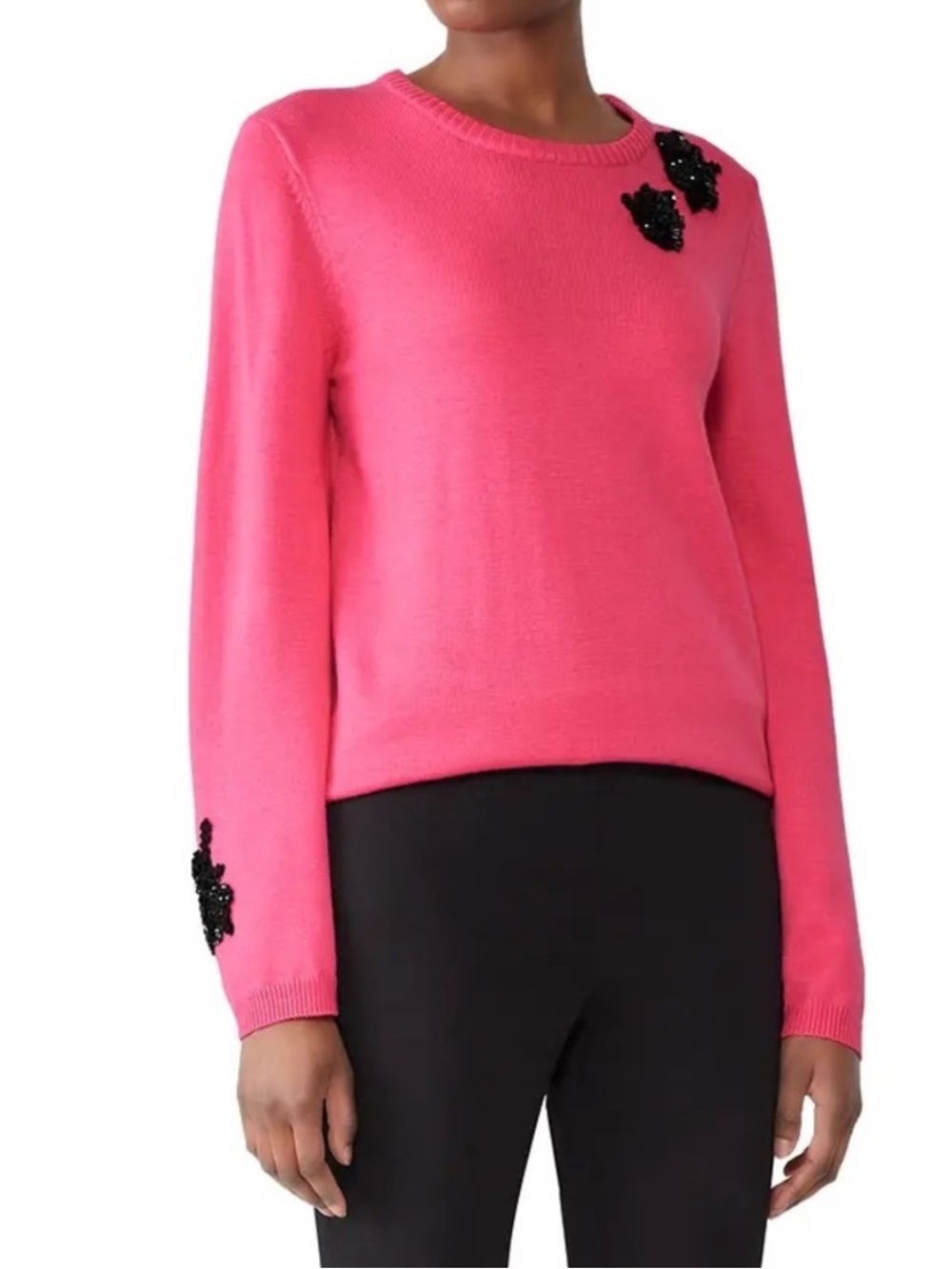 Prabal Gurung Collective Vibrant Pink Knit Sweater Sequin Detailing